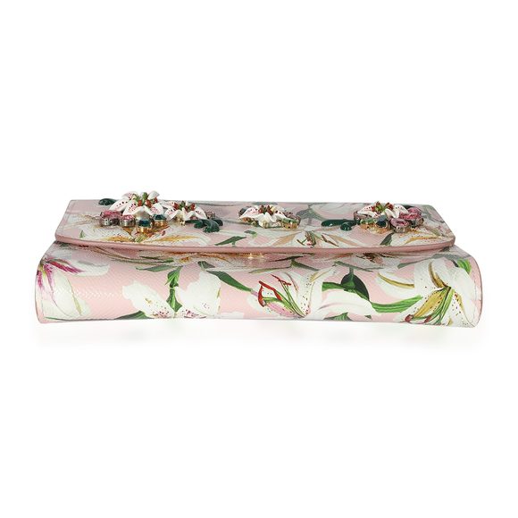 Dolce & Gabbana Pink Floral Print Coated Canvas Embellished Clutch - Picture 6 of 8